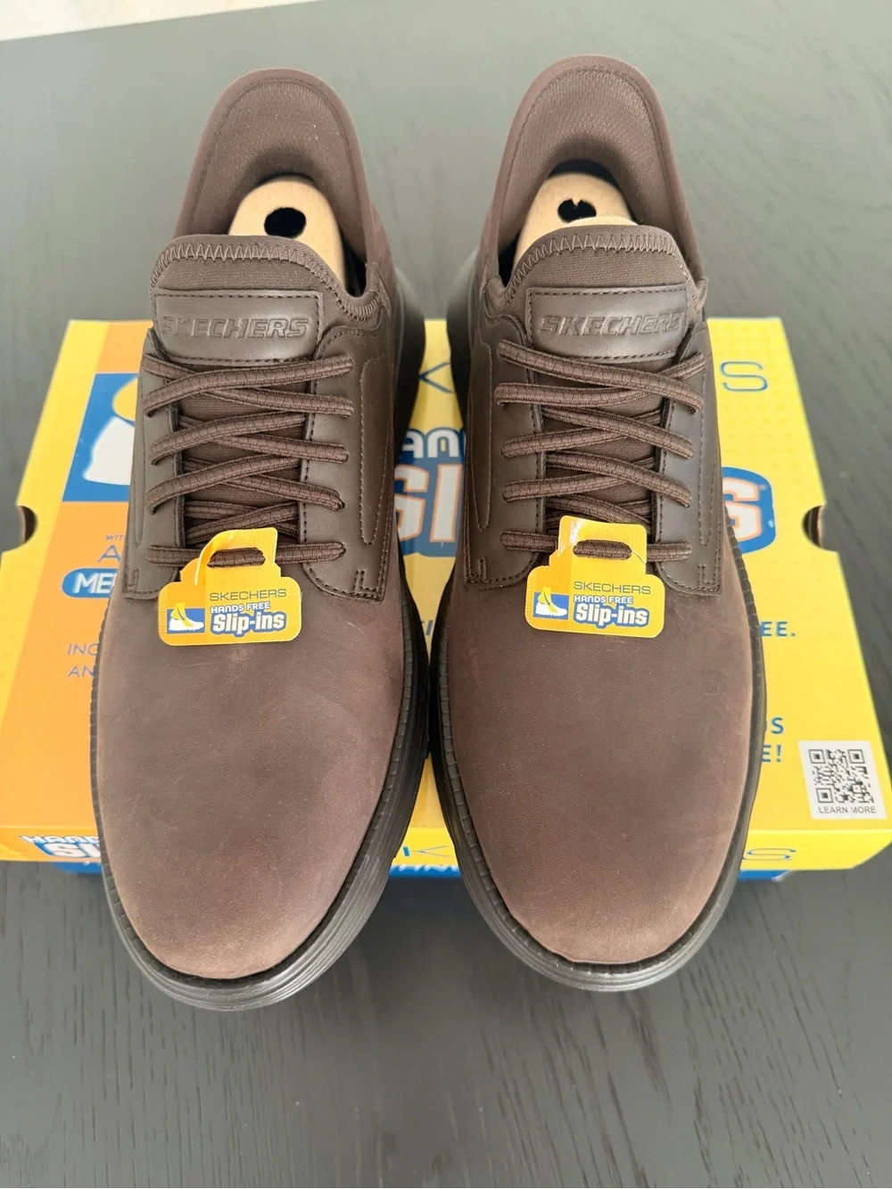 Skechers Slip-ins Garza Gervin Mens 12 Brown Leather Sneakers